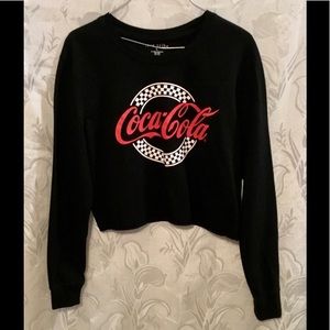 Love Tribe Black Coca Cola Long Sleeve Crop Top